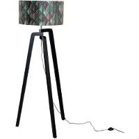 QAZQA Stehleuchte Schwarz mit Samtlampenschirm Blattdesign 50cm Puros