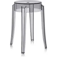 Kartell Charles Ghost Hocker, rauchgrau, Höhe 46 cm - , Charles Ghost, Grau, für Wohnzimmer, Kunststoff, Design