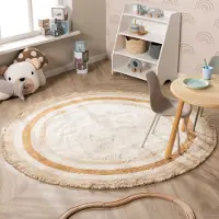 Little Olly Waschbarer Kinderteppich Rund - Milo Beige Ø 160 cm