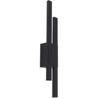 LINDBY Sakari LED-Außenwandlampe, schwarz, Alu, Höhe 59 cm - , Sakari, Schwarz, für Terrasse, Aluminium, Modern