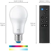 Wiz Lampe 8 W (entspr. 60 W) A60 E27 x1 + Fernbedienung, Intelligentes Leuchtmittel, Wi-Fi/Bluetooth, Weiß, Wi-Fi 4 (802.11n), 802.11b, 802.11g, LED, E27