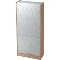 Hjh OFFICE PRO SIGNA R90 CE - Nussbaum/Silber Rollladenschrank 5 OH Chromgriff Metall