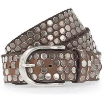 B.belt Gürtel - 35mm Leder- Nietengürtel Q. 6483 - Gr. 80 - in Braun - für Damen