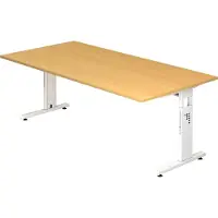 Hjh OFFICE PRO MEGA 2E W - 200 x 100 höhenverstellbar Buche/Weiß