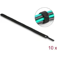 DeLOCK Klett-Kabelbinder L 300 x B 12 mm schwarz 10 Stück