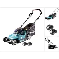 Makita DLM 432 F2 Akku Rasenmäher 36 V ( 2x 18 V ) 43 cm Brushless + 2x Akku 3,0 Ah - ohne Ladegerät