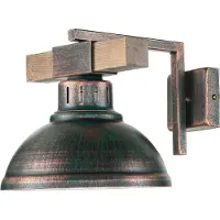 Licht-Erlebnisse Wandlampe E27 in Kupfer antik Metall Holz Wohnzimmer Küche Wandleuchte