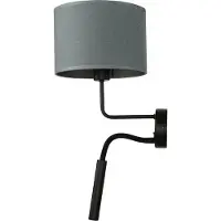 Licht-Erlebnisse Wandlampe Grau Schwarz flexibler Lesearm Stoffschirm groß HOTEL Leseleuchte Bett Schlafzimmer