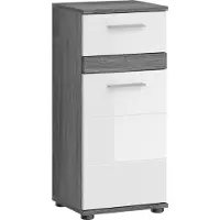 GuenstigEinrichten Xonox.home Unterschrank Blake BxHxT 35 x 79 cm x 31 cm Frontfarbe weiß hochglanz / Korpus rauchsilber