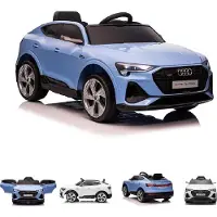 Es-toys Kinder Elektroauto Audi E-Tron, EVA-Reifen, Allradantrieb, Fernbedienung blau