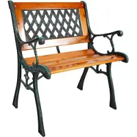 Mojawo Gusseisen Gartensessel Gartenstuhl Outdoorstuhl Holz Natur bis120Kg
