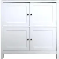 HTI Hayet Kommode Landhausstil Weiß 80x80x35 cm mit 4 Türen und dekorativem Kreuz