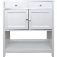 HTI Anrichte Hayet Weiß Landhausstil 90x80x35 cm mit 2 Schubladen und 2 Türen