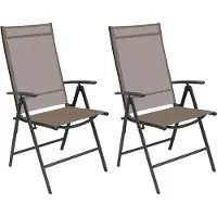 Mojawo 2er Garten Klappstuhl Gartenstuhl Textilen Anthrazit Schokobraun 7 Pos