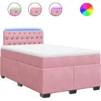 vidaXL Boxspringbett mit Matratze Rosa 120x200 cm Samt