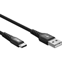 Goobay USB-C auf USB-A Supersoftes Textilkabel mit Metallsteckern, 3 m, schwarz