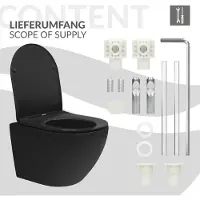 LuxeBath Spülrandloses Wand Hänge-WC, Schwarz, kurz, Tornadospülung
