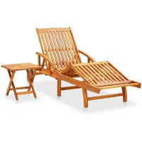vidaXL Sonnenliege mit Tisch und Auflage Akazie Massivholz - Sonnenliege Mit Tisch - Sonnenliegen Mit Tischen - Holz-Sonnenliege Mit Tisch - Holz-Sonnenliegen Mit Tischen