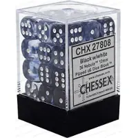 Chessex Nebula 12mm d6 Black/white Dice Block (36 dice)