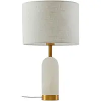LINDBY Tischlampe Alabaster , weiß / opal, für Wohn- / Esszimmer, Textil / Stoff / Seide, Skandinavisch, Tischlampe