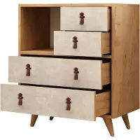 Skye Decor , Witlof- WitlofMDD, Eichenfarbig,,Weiß, Kommoden, 88,6x70x40 cm, 100% Melaminbeschichtete Partikelplatte
