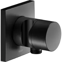 Keuco IXMO Armatur, Absperrventil mit Schlauchanschluss und Brausehalter Unterputz, Rosette eckig, Griff IXMO Pure, schwarz matt, 59541370202, Farbe: Schwarz Matt