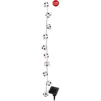 Näve 20er LED Solar-Lichterkette Textil "Fußball" - 580 cm lang, im Romantic Style, aus Metall, Kunststoff und Textilmaterial, schwarz, 20 LED – für den Außenbereich – Schiebeschalter