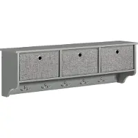 SoBuy FRG282-HG - Garderobenständer mit Wandregal - 5 Haken 3 Körbe - L100 x T20 x H30 cm - Grau
