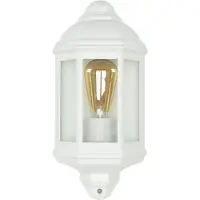 Licht-Erlebnisse LIVORNO Maritime Außenlampe Wand Aluminium in Weiß Glas Schirm E27 IP44 Wandleuchte Landhaus Terrasse