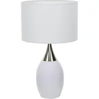 Licht-Erlebnisse Nachttischleuchte 60 cm E27 Weiß Metall Klassisch Nachttischlampe