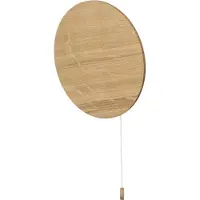 Licht-Erlebnisse Wandleuchte Holz Hell Eiche Braun Schirm Rund Zugpendel G9 Natürlich Wandlampe Schlafzimmer Flur