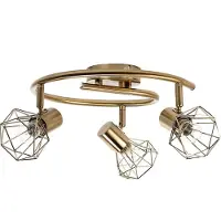 Licht-Erlebnisse Deckenstrahler 3 flammig Metall Retro in Messing Deckenlampe Wohnzimmer Küche