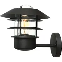 Licht-Erlebnisse Wandlampe außen Schwarz IP44 E27 Glas Edelstahl Maritim Außenwandlampe Haus Garten