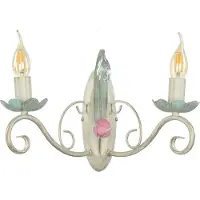 Licht-Erlebnisse Wandlampe Floral "Luce" Weiß Rosa Metall Glas 2-flammig Wandleuchte Wohnzimmer Schlafzimmer Flur