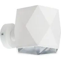 Licht-Erlebnisse Wandlampe Weiß Silber H: 14 cm E27 Stoff Schirm Modern Wohnzimmer Flur Up Down Wandleuchte