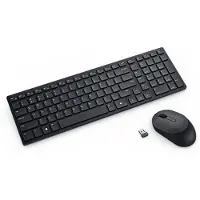 Dell Pro kompakte und leise Tastatur und Maus – KM555 - spanisch (QWERTY), Kabellos, RF Wireless + Bluetooth, Plunger key switch, QWERTY, Schwarz, Maus enthalten