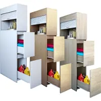 VCM Badmöbel Nischenschrank | Maße: H. 131 x B. 25 x T. 48 cm | Raumteiler | 2 Schubladen | 1 großes offenes Fach mit Rolladen - Tasalo