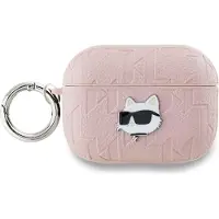 Karl Lagerfeld Klap2Pgchpp Airpods Pro 2 (2022/2023) Hülle Rosa/Pink Monogramm Choupette Kopf
