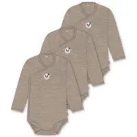 Normani 3er Pack Merino Baby-Body langärmeliger Wickelbody für 0-24 Monate - 9349