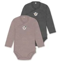 Normani 2er Pack Bio Baby-Body Langarm Wickelbody aus Merinowolle für Junge und Mädchen - 9353