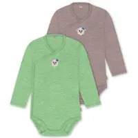 Normani 2er Pack Bio Baby-Body Langarm Wickelbody aus Merinowolle für Junge und Mädchen - 9353