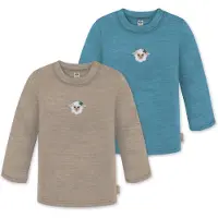 Normani 2er Pack Baby Merino Longsleeve „Taupo" - 9473