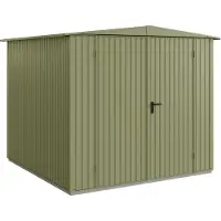 Hörmann , Metall-Gerätehaus Berry Classic mit Satteldach Typ 2, 259 x 248 cm, schilfgrün, 6,4 m², 2-flüglige Tür