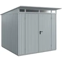 Hörmann , Metall-Gerätehaus Berry Classic mit Pultdach Typ 2, 248 x 283 cm, fenstergrau, 7 m², 2-flüglige Tür