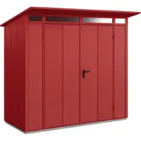Hörmann , Metall-Gerätehaus Berry Modern mit Pultdach Typ 1, 248 x 153 cm, purpurrot, 3,8 m², 2-flüglige Tür