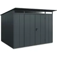 Hörmann , Metall-Gerätehaus Berry Modern mit Pultdach Typ 3, 313 x 283 cm, anthrazitgrau, 8,9 m², 2-flüglige Tür