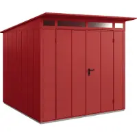 Hörmann , Metall-Gerätehaus Berry Modern mit Pultdach Typ 2, 248 x 283 cm, purpurrot, 7 m², 2-flüglige Tür