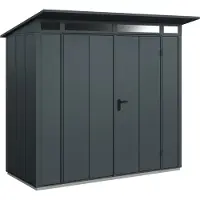 Hörmann , Metall-Gerätehaus Berry Modern mit Pultdach Typ 1, 248 x 153 cm, anthrazitgrau, 3,8 m², 2-flüglige Tür