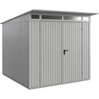 Hörmann , Metall-Gerätehaus Berry Classic mit Pultdach Typ 2, 248 x 283 cm, weißaluminium, 7 m², 2-flüglige Tür
