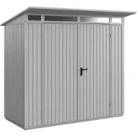 Hörmann , Metall-Gerätehaus Berry Classic mit Pultdach Typ 1, 248 x 153 cm, weißaluminium, 3,8 m², 2-flüglige Tür